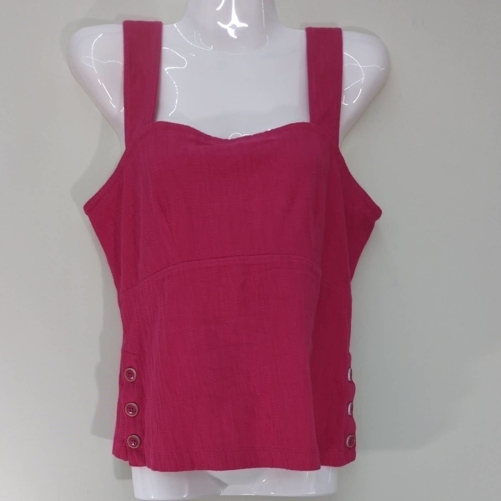 Anthropologie MAEVE Women's Pink Woven Button Detail Tank Top‎ SMALL